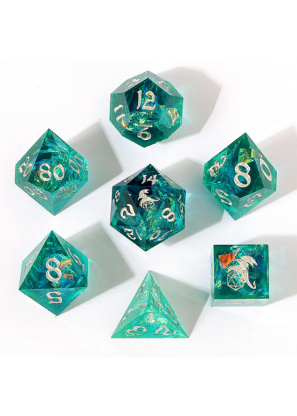 Captured Magic Sharp Resin Dice - Teal